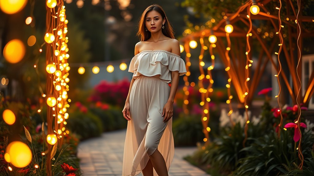 chic shoulder baring outfit