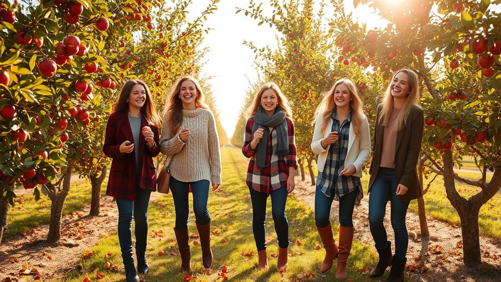 stylish autumn apple picking