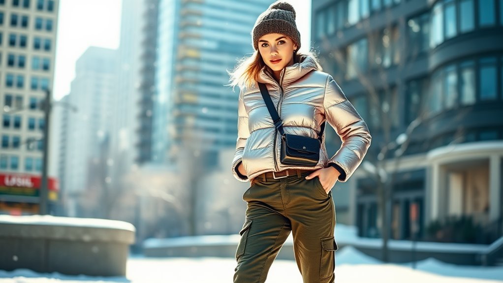 stylish outerwear and trousers