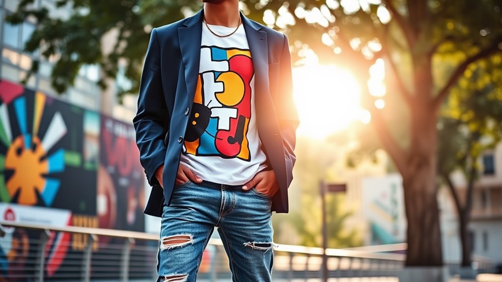 blazer over graphic tee