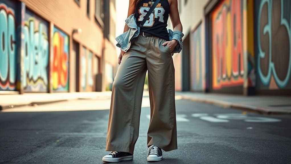 casual wide leg trouser outfits