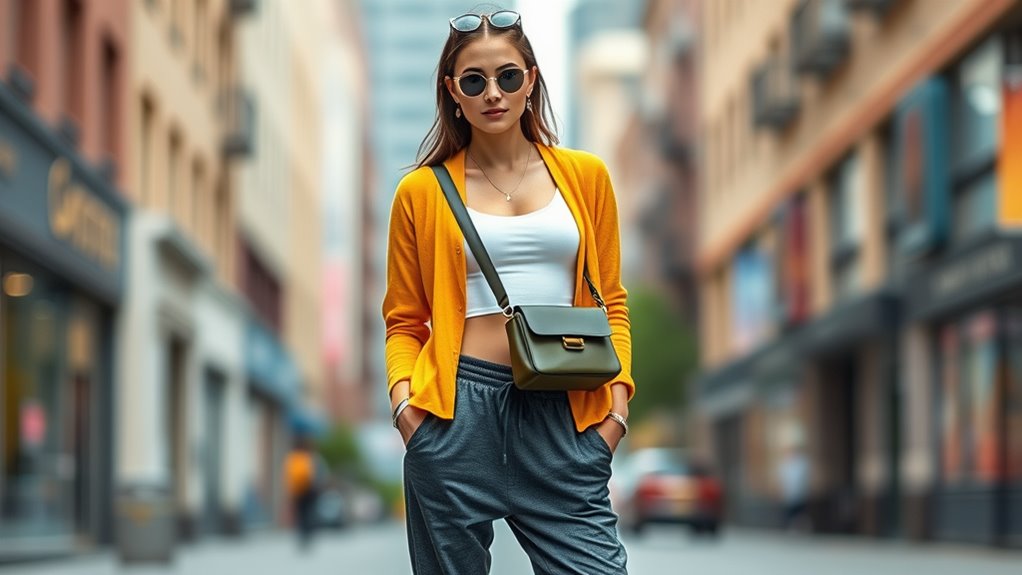 chic athleisure cardigan outfit