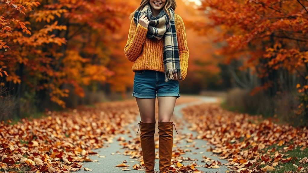 fall shorts outfit ideas