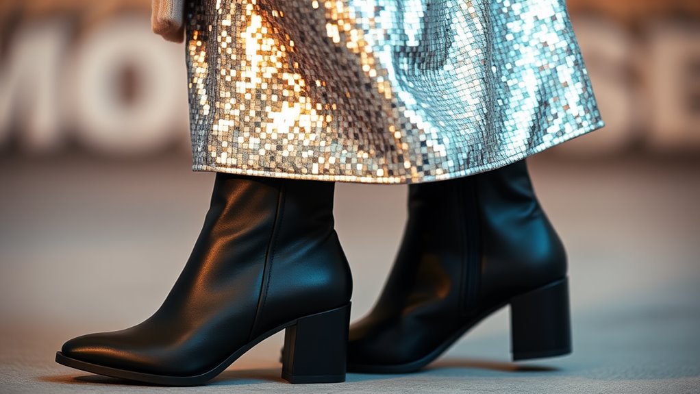 footwear for metallic skirts