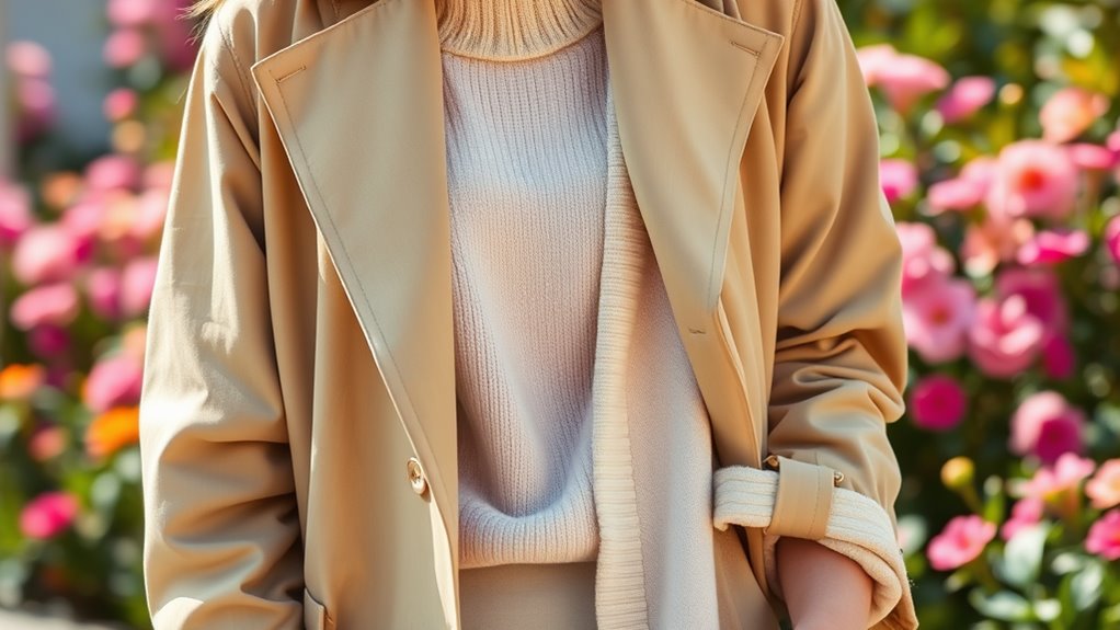 layering sweaters with trench