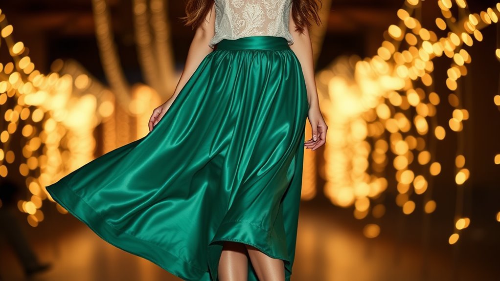 satin skirt chic blouse