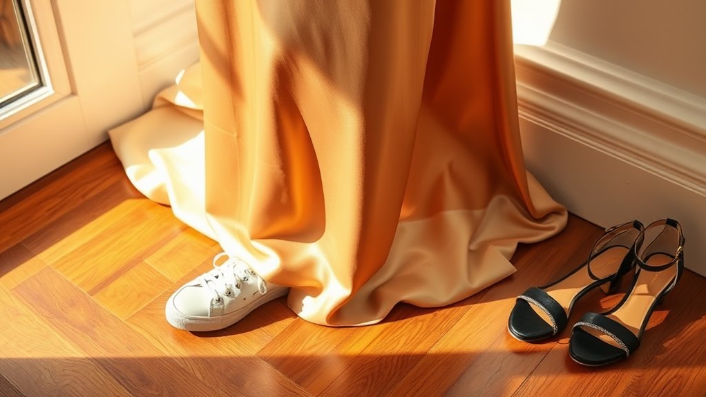 satin skirt shoe pairing