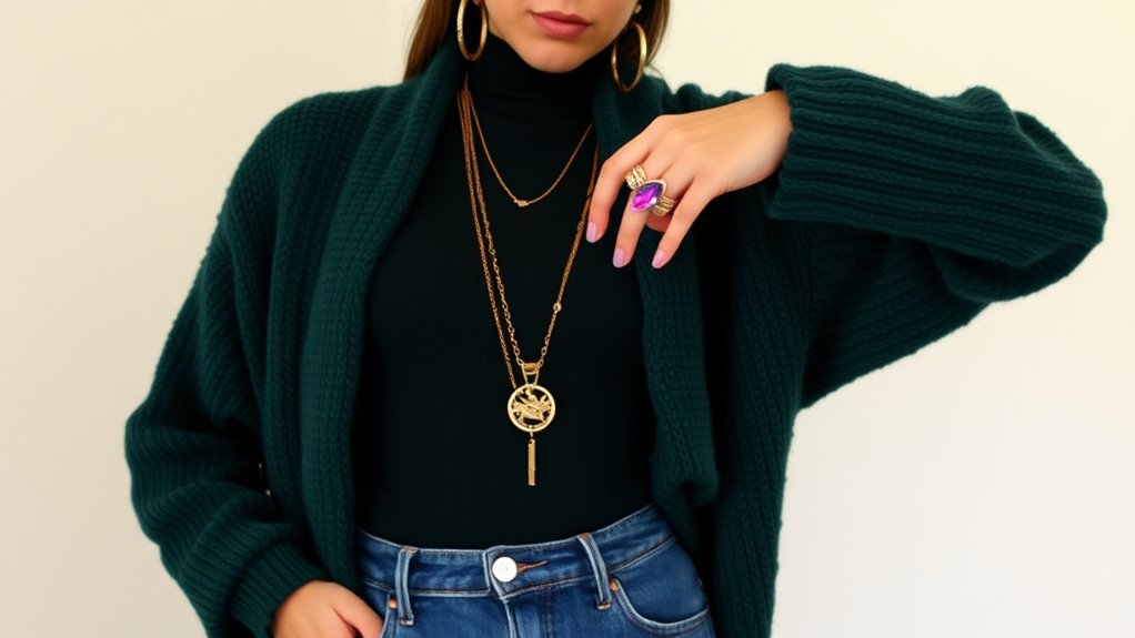 statement accessories elevate cardigans