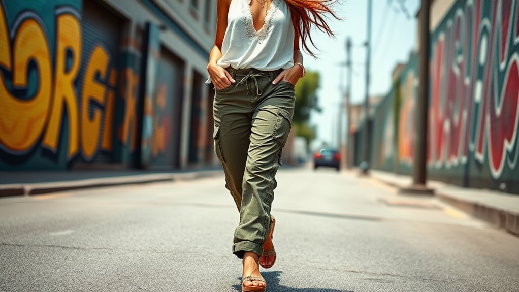 mixing feminine and casual elements