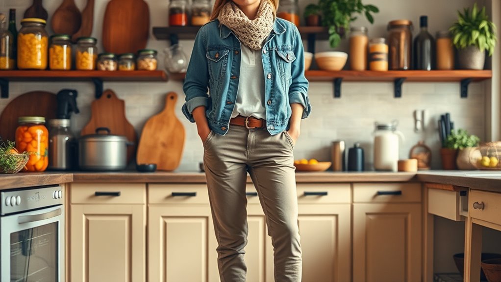 layered kitchen temperature regulation outfit