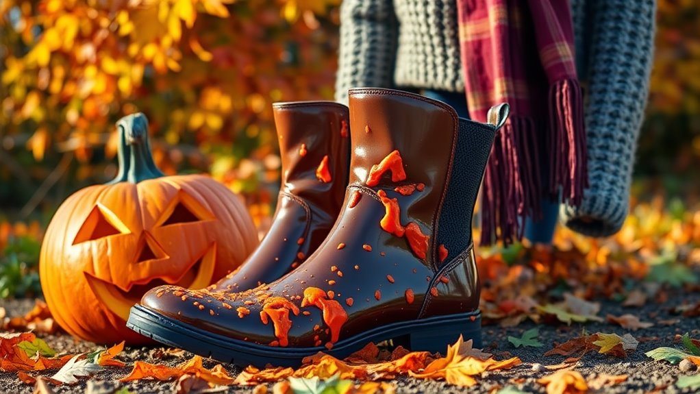 messy pumpkin carving contest footwear