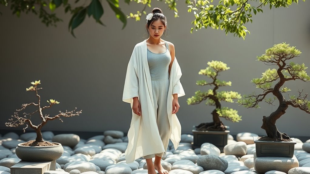 minimalist zen inspired bonsai exhibition attire