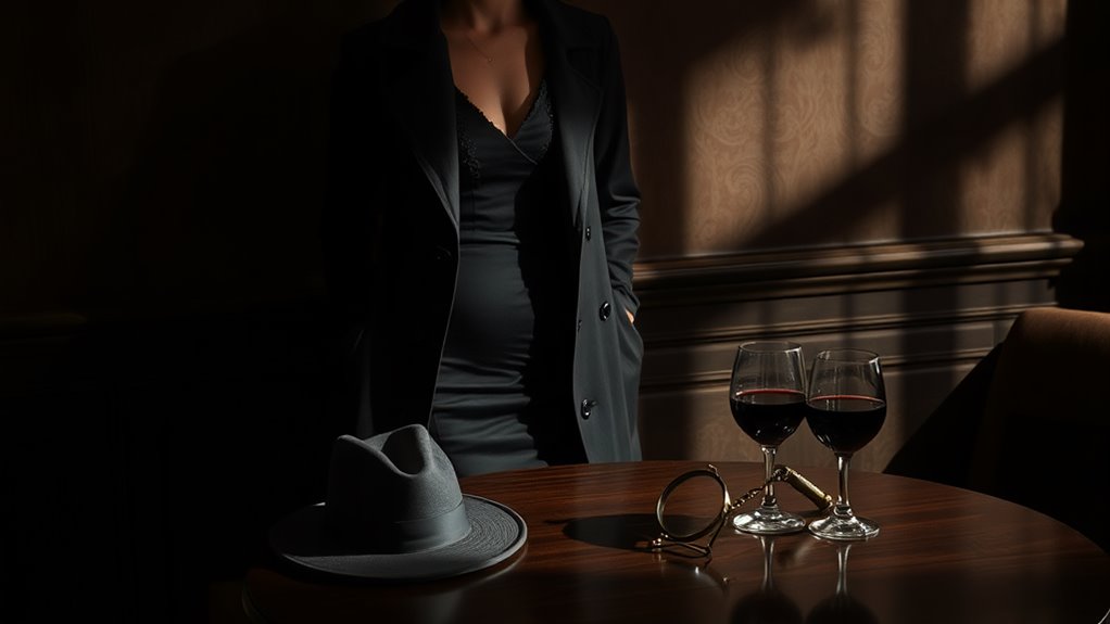 sophisticated noir detective dinner attire