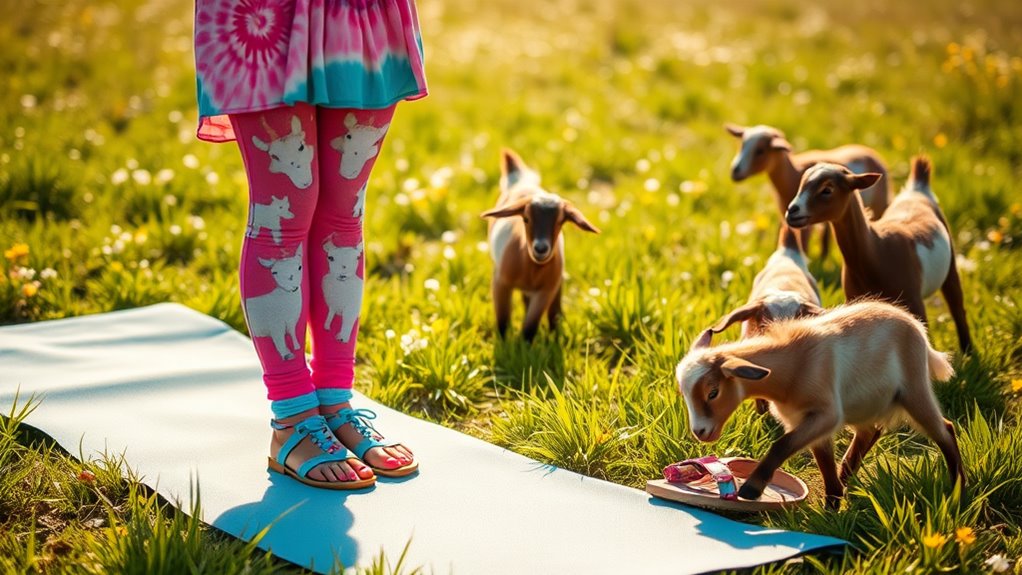 whimsical playful expressive vibrant goat yoga outfit