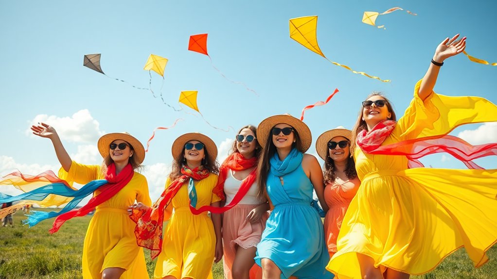 windswept vibrant kite suited festival fashion