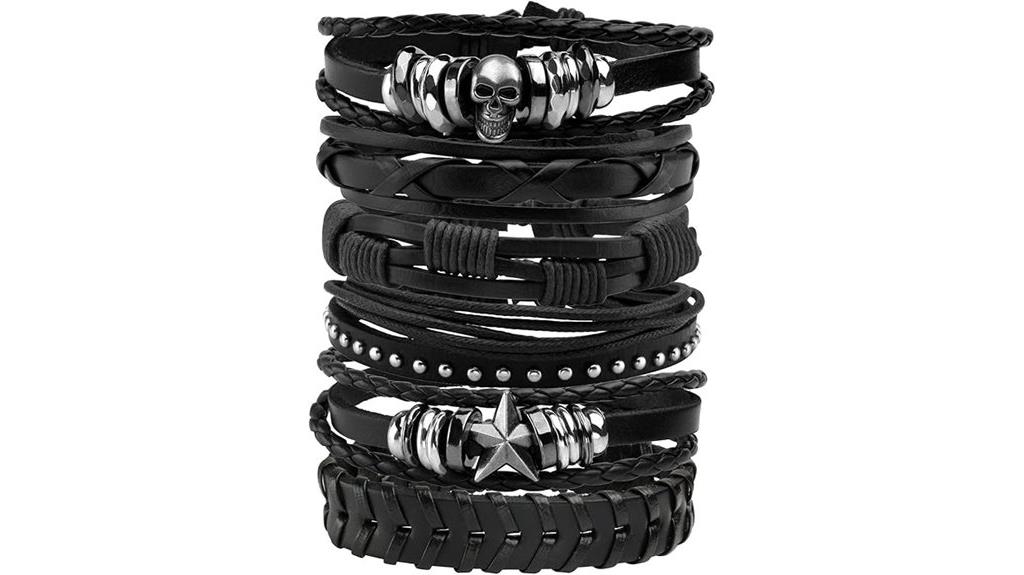 punk leather bracelets set